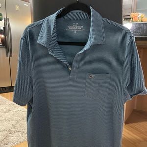Vineyard Vines Blue striped Edgartown Polo